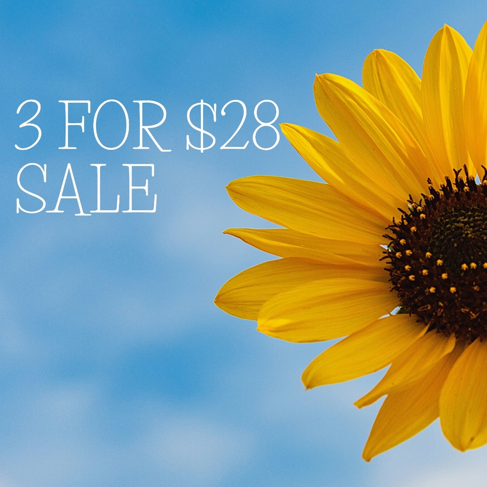 3 for $28 sale